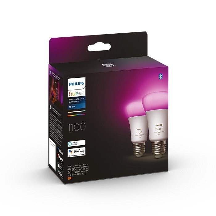 žárovka LED Philips Hue White and Color Ambiance 2x9W 1100lm E27 2ks ZB+BT
