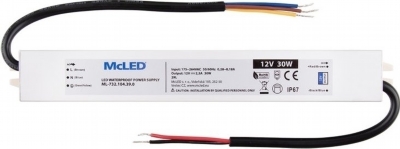 LED napájecí zdroj 24V DC  30W hliník IP67 SCH